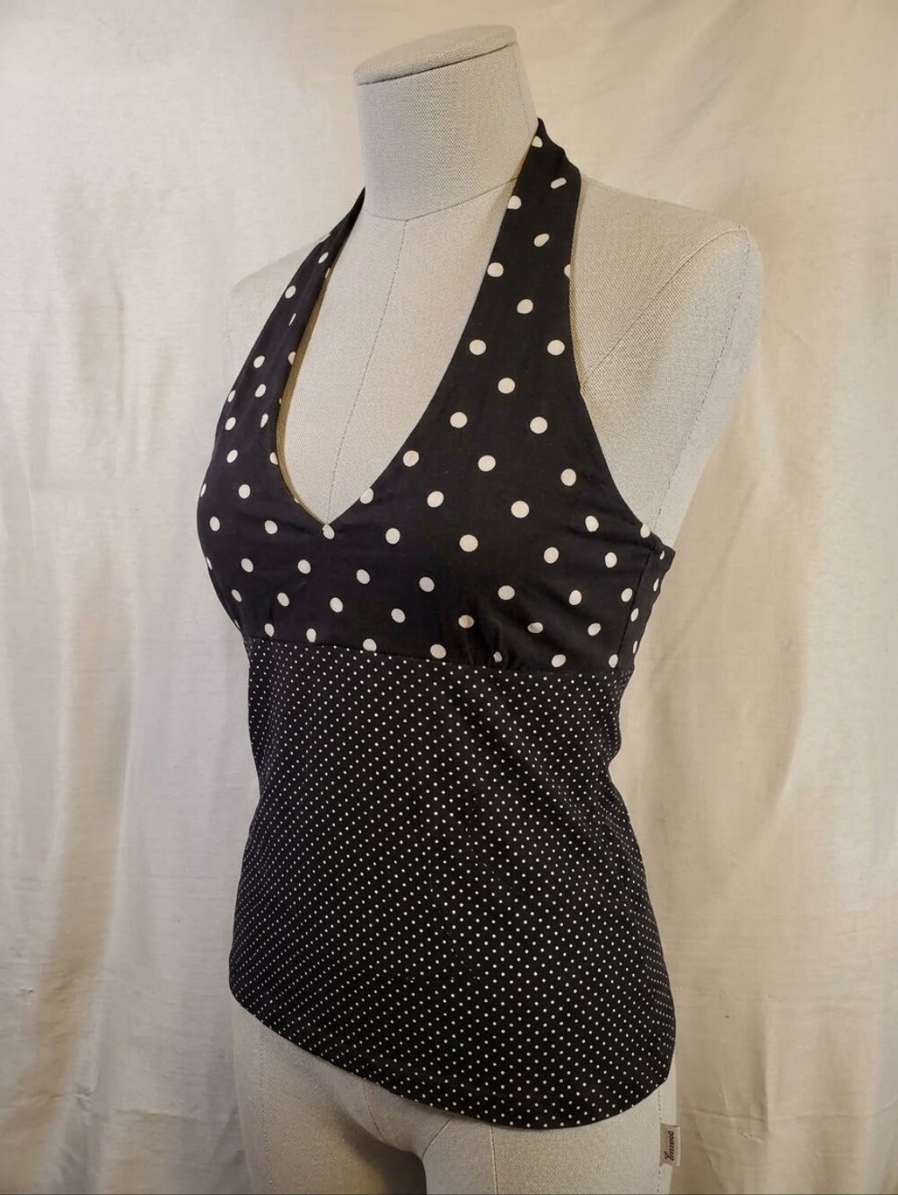 Black and White Polka Dot Halter Top - Brand Unknown